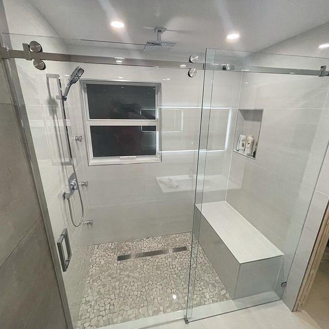 sliding glass shower system